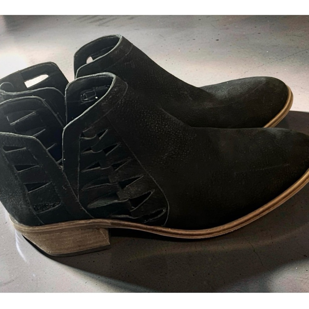 Vince Camuto Black Sole Cutout Heel Booties